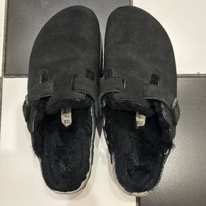 Women’s Birkenstock Boston Shearling suede/leather clogs